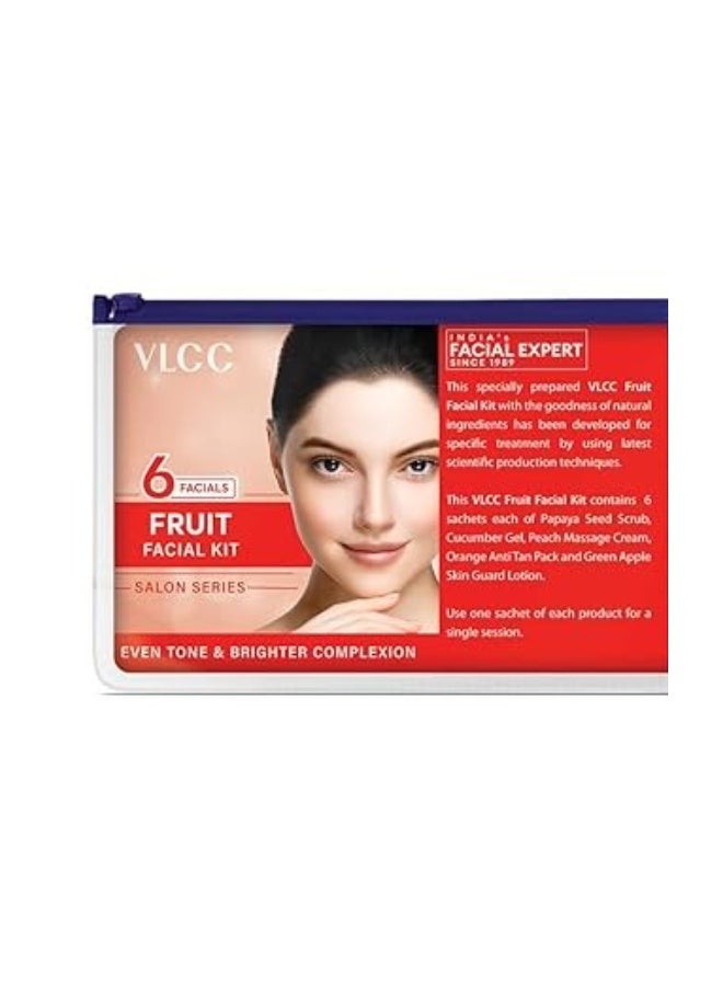 VLCC Salon Series Fruit Facial Kit - ( 6 Facials ) - 300g | At Home Fruit Facial | Tightens Skin, Lightens Dark Spots & Brightens Skin Tone | Papaya, Cucumber, Peach, Orange & Green Apple. - Image 1